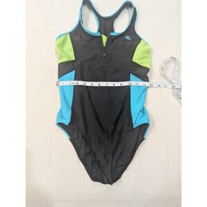 Juniors sporty racer back one piece swimsuit by Zero X Posur Swimwear size 16